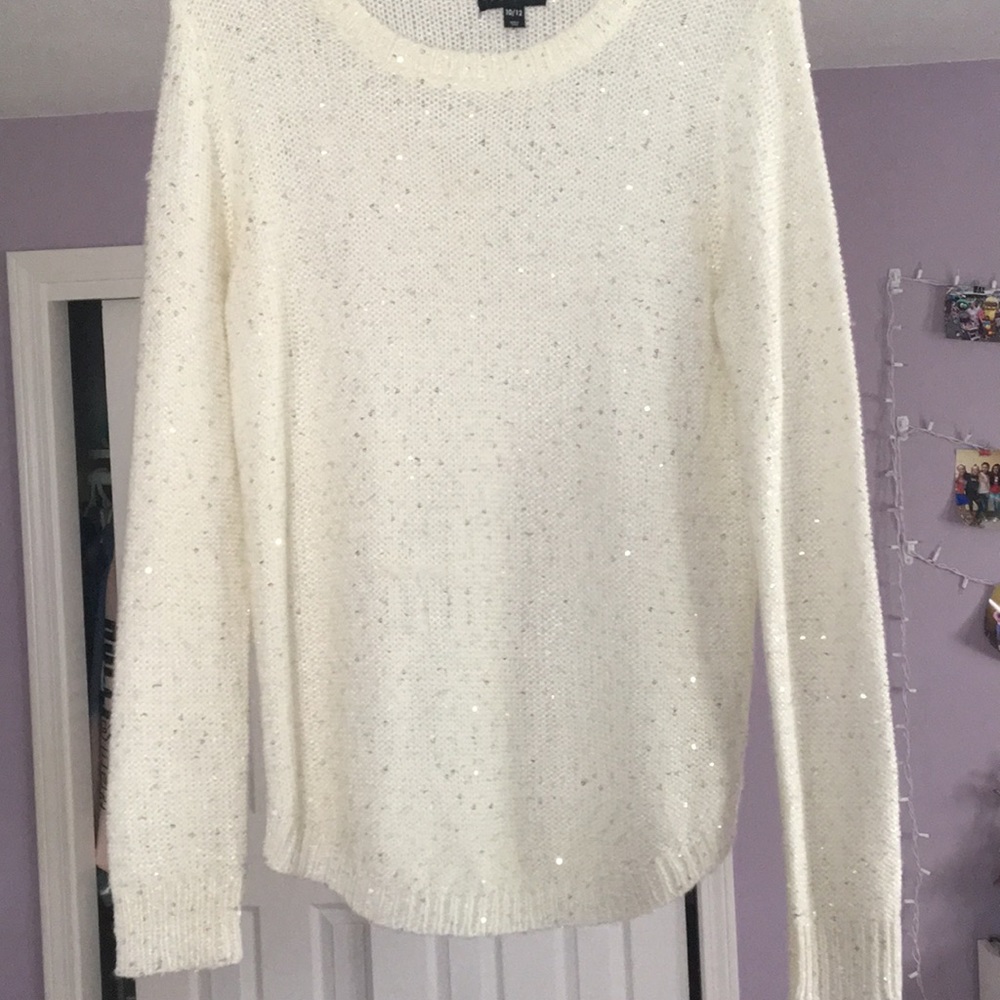White sparkly sweater